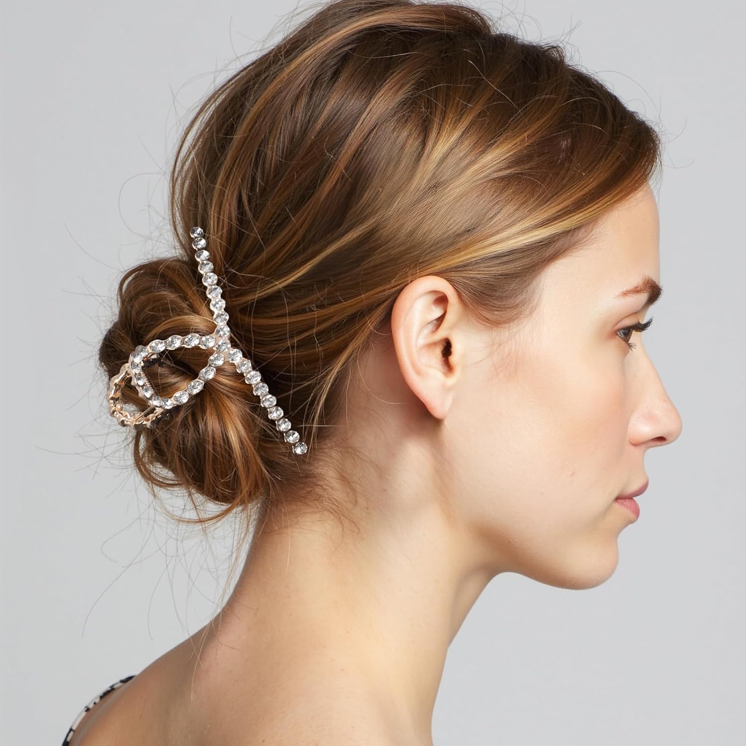 HAIMEIKANG 2 PCs Rhinestone Hair Clips for Women - Metal Claw Clips Strong and Large Hold Claw for Thick Hair, Gold and Silver Hair Clips - Image 5