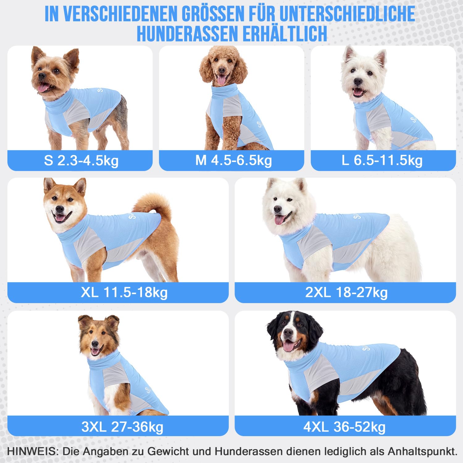 Eyein 2er-Pack Sonnenschutzshirt für Hunde UPF 50+ UV-Schutz, Atmungsaktive Leichte Sommer Sonnenschutz Hundeshirt mit hohem Kragen und Ärmeln - reflektierend & elastisches (Grün+Blau, 2XL)