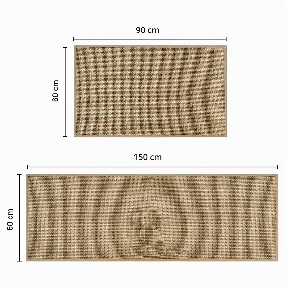 Artoid Mode Linen - Juego de 2 alfombras de cocina antideslizantes (60 x 90 y 60 x 150 cm, lavables, decorativas)