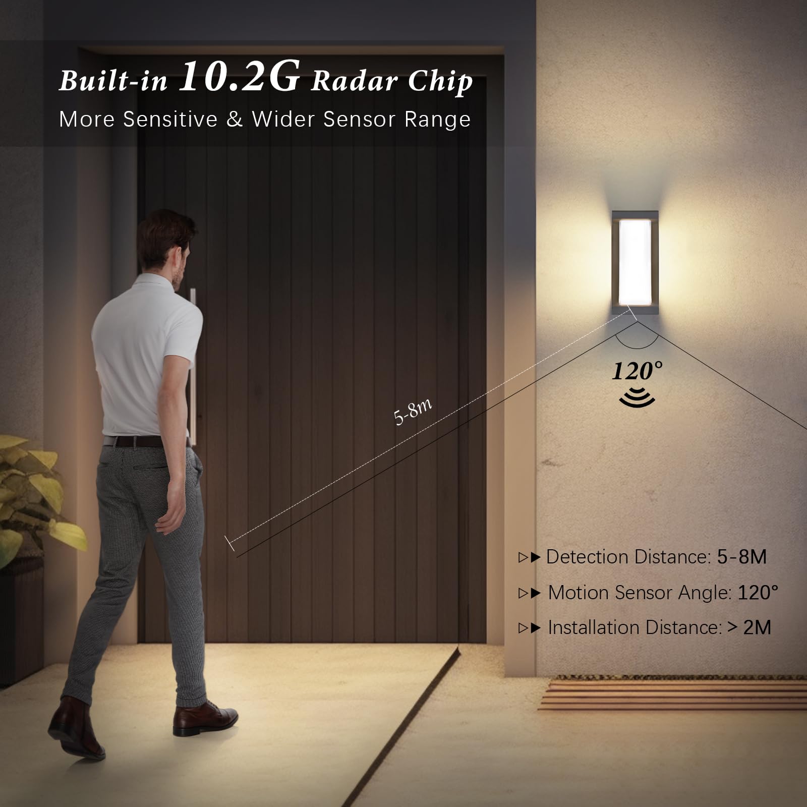 YindaLux Outdoor Lamp with Motion Sensor, LED 18W Outdoor Wall Light with Remote Control, IP65 Modern Indoor Wall Light - Image 2