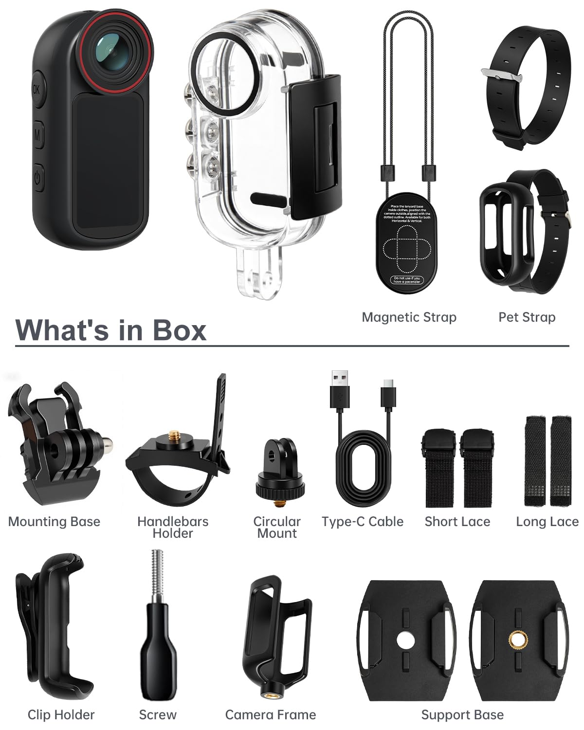 4K Mini Body Cam mit 1,5-Zoll-Display, POV Wearable Action Cam mit EIS & WiFi, Magnetische Daumenkamera, Tragbare Helm-/Brust-/Haustierkamera für Vlogging, Wandern, Radfahren, Skifahren, Motorrad | POV Wearable Action Cam, EIS & WiFi, Magnetische Daumenka