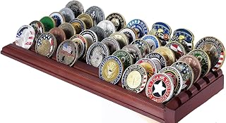 Challenge Coin Yen Holder Medal Display Case 6 Row Solid Wooden Holder Rack Case 42 Coins Stand Stair Design