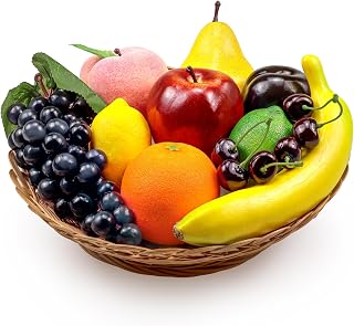Ikosora 12PCS Lifelike Artificial Fake Fruits Set - Realistic Foam Fruit Decor for Kitchen Home Party Wedding