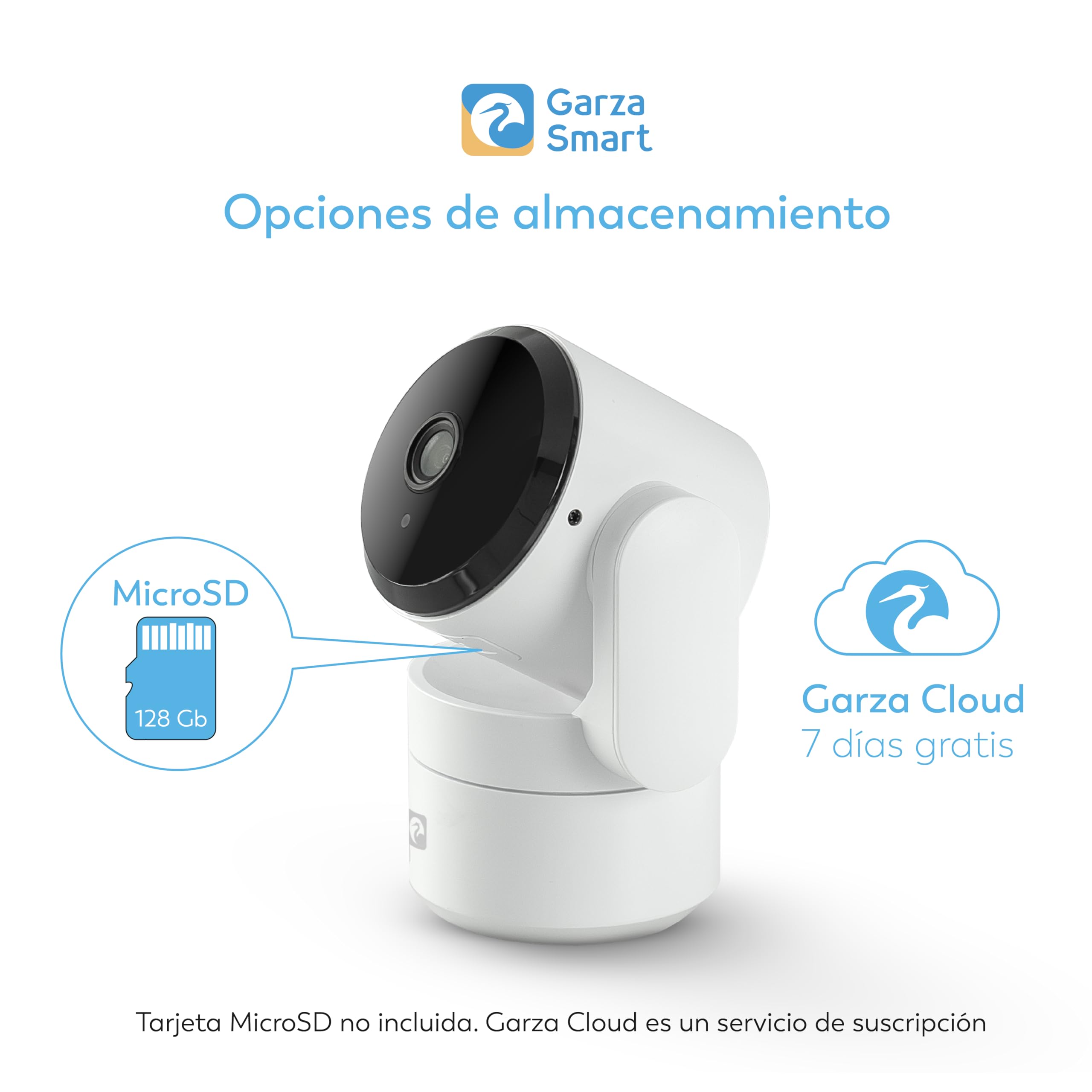 Garza - Pack Cámara de Vigilancia 360º Interior Inteligente IP WiFi 2.4GHz, 1080 HD, Visión Nocturna, Detección de Movimiento, Modo Privacidad, Control Remoto por App.