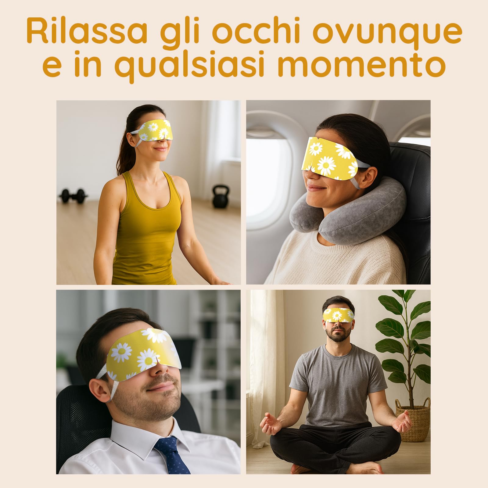 Confezione da 16 Maschere Riscaldanti alla Camomilla – Maschera a Vapore per Occhi Secchi, Gonfiore, Affaticamento e Rilassamento – Maschera Riscaldante Occhi Monouso per Sonno e Viaggio