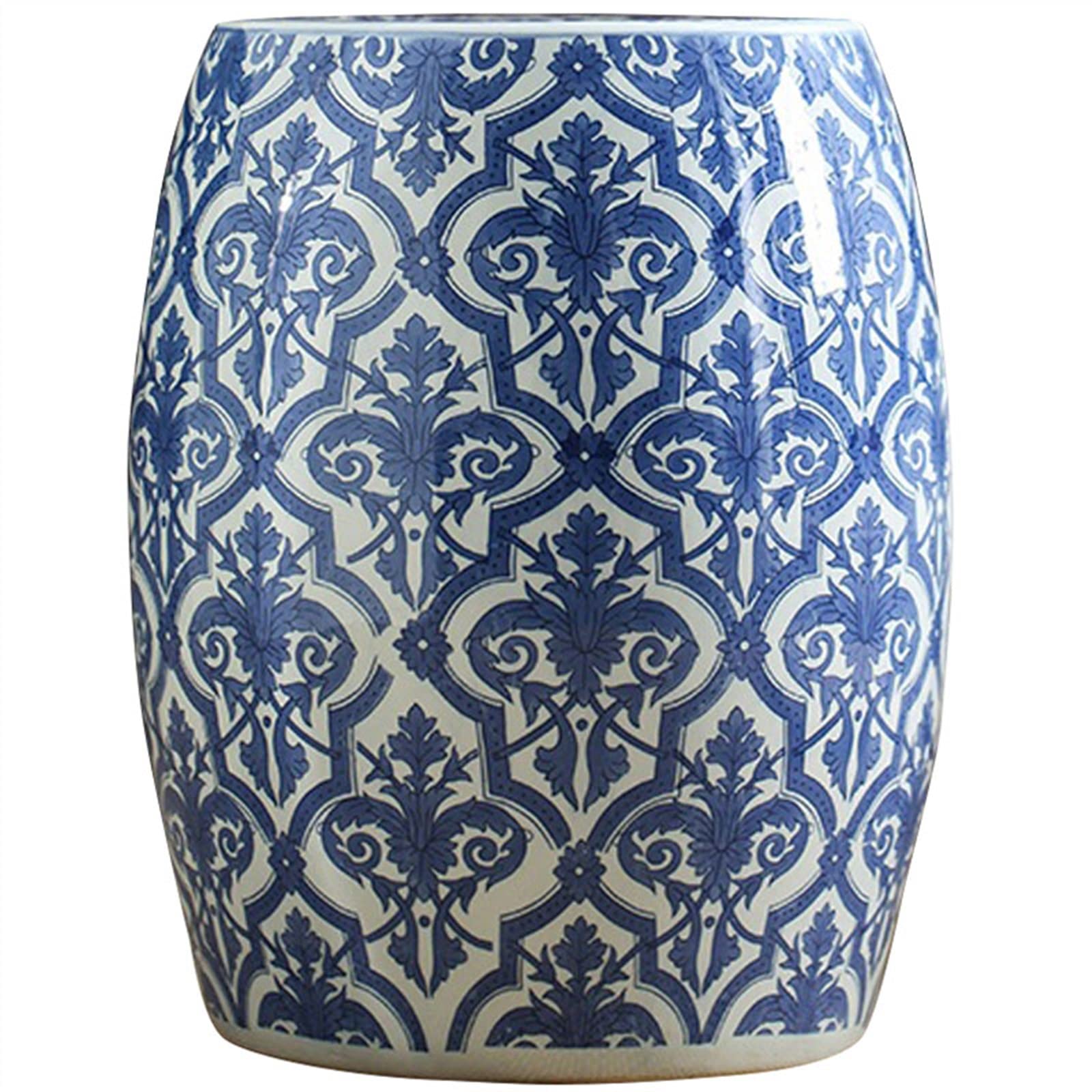 Tabouret de jardin décoratif, tabouret de jardin décoratif en céramique, tabouret tambour en céramique de porcelaine bleu et blanc peint à la main, adapté au salon, à la terrasse, au jardin, etc.