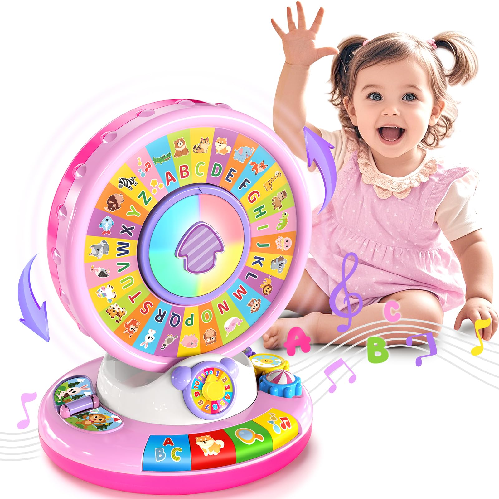 Learning Toy for Year Old Girls, Spin and Sing Alphabet Zoo with  Sounds, Interactive Educational Toys for Toddlers 1-3, Christmas 1st  Birthday