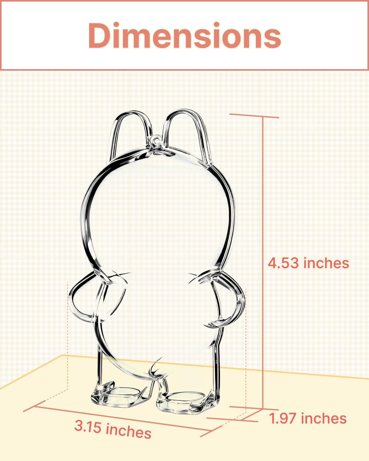 Mini Protective Case for Small Labubu 4.0 Pin for Love, Clear Acrylic Display Case for 4.13 Inch Mini Labubu, Silicone Keychain Strap Included for Carrying (Doll Not Included