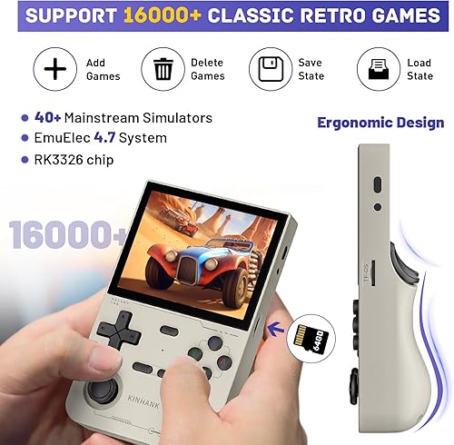 Miniatura 2 de Kinhank K36 - Consola de juegos retro portátil con más de 9000 juegos, mini consola de juegos retro con tarjeta TF de 64 GB, consola de juegos