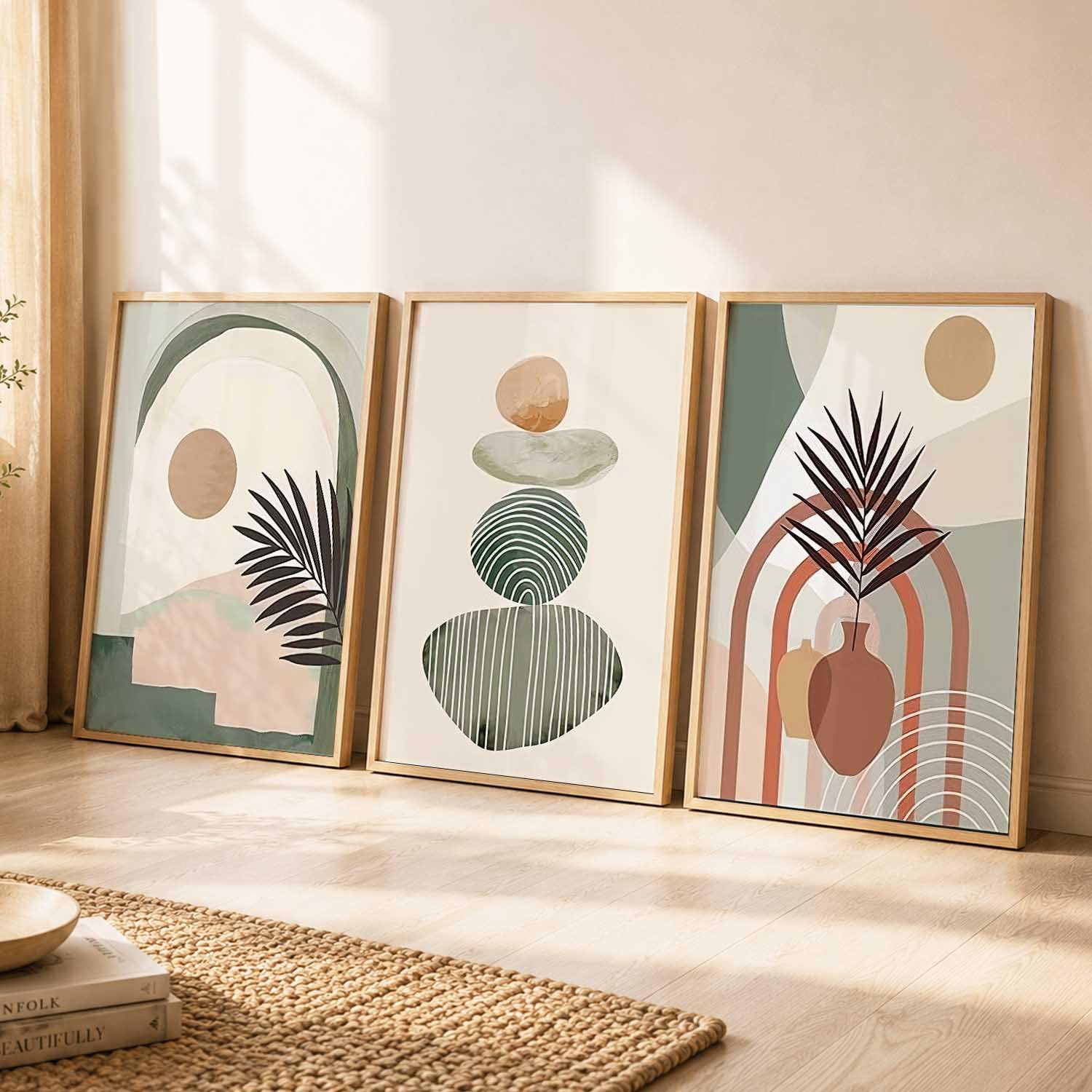 BOHO Wall Art Set - 3 Minimalist Frames -25 BOHO Wall Art Set - 3 Minimalist Frames -25