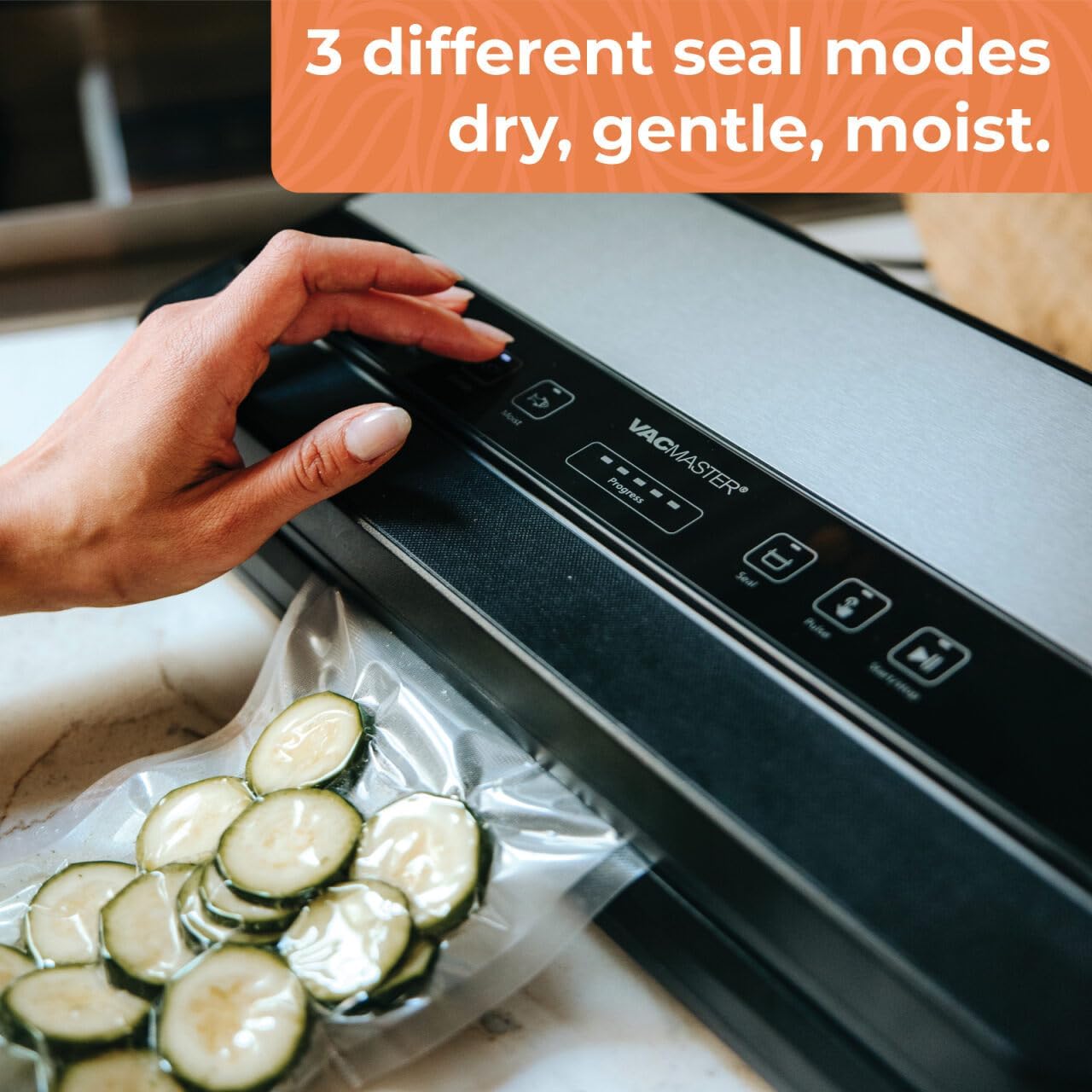 VacMaster Sidekick Vacuum Sealer Machine with Dual Piston Pump, Built-In Roll Storage & Bag Cutter, Wet & Dry Food Sealing, Includes Hose for Canisters & Mason Jars, 12” Seal Bar, 110V