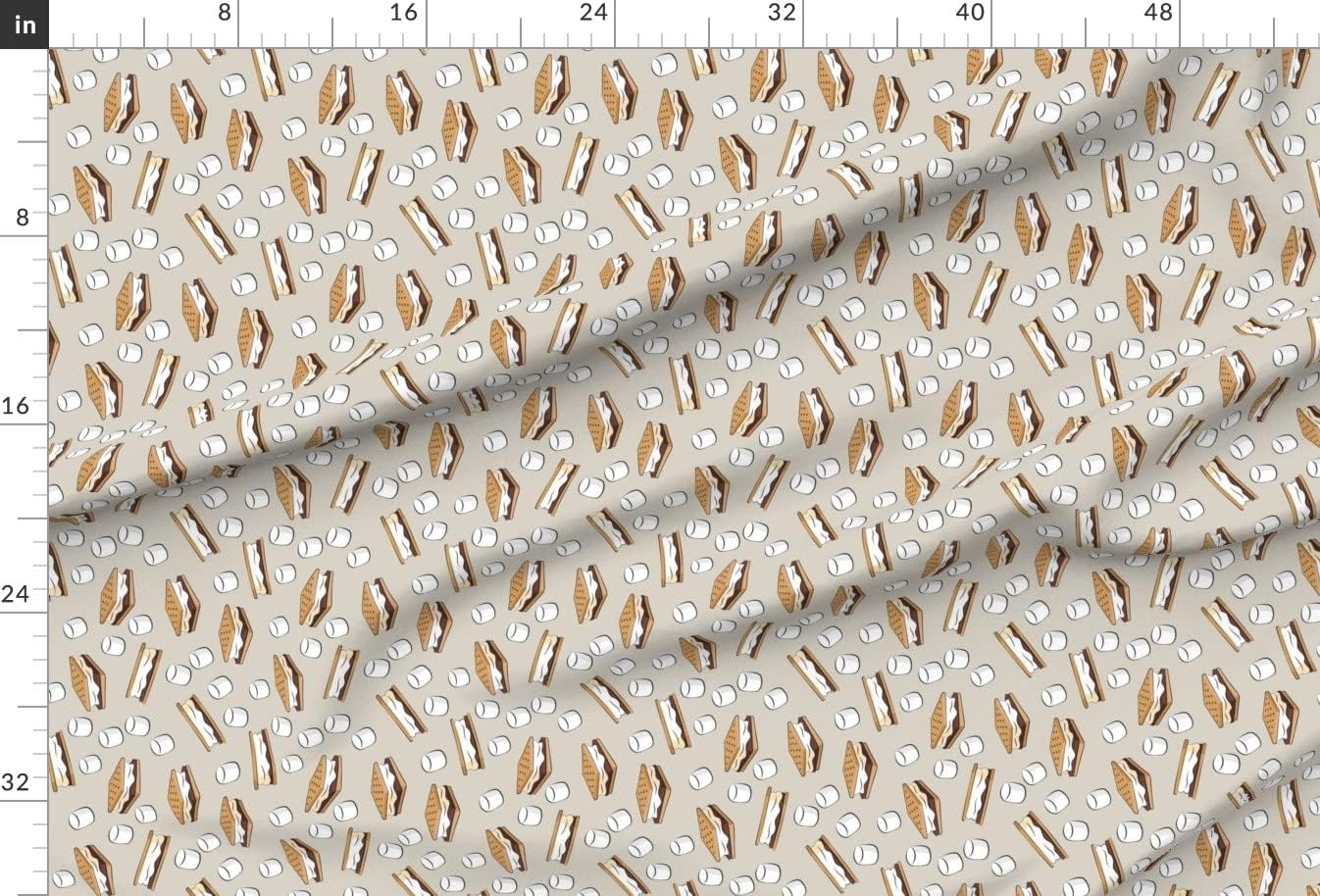 Spoonflower Fabric - Marshmallows Beige Camping Little Arrow Food Sweets Summer Printed on Upholstery Velvet Fabric Fat Quarter - Upholstery Home Decor Bottomweight Apparel