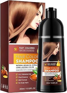 Hair Dye Shampoo,Champu Canas,Champu Colorante Canas Mujer, Coloración Natural y Duradera para Cabello, Tinte Natural Y Duradero Para Hombres Y Mujeres (400ml MarróN)