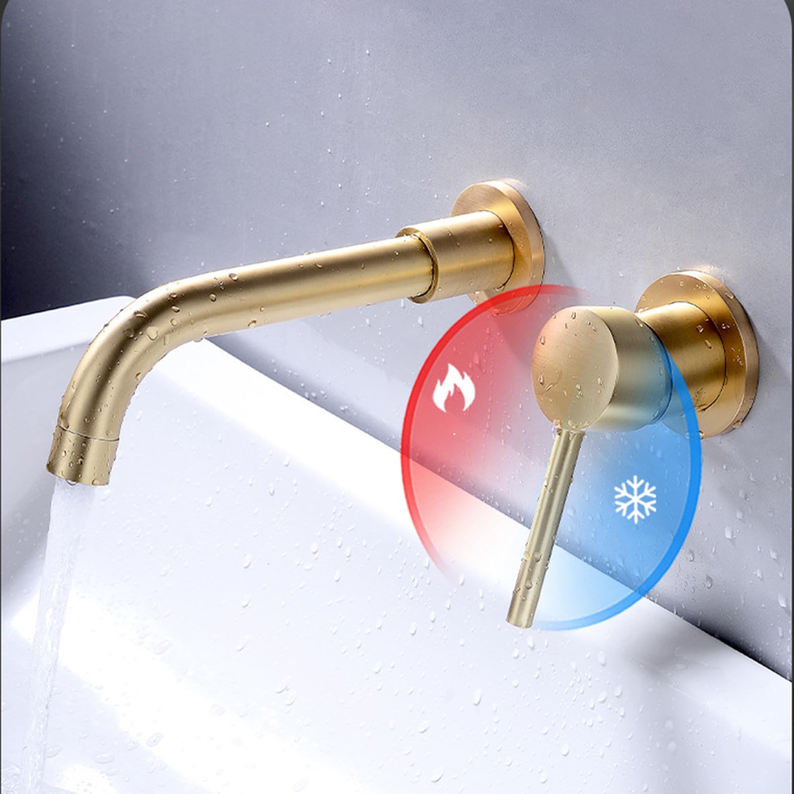 XJTNLB Rubinetto Doccia a Muro Rubinetti Cascata Parete Rubinetto per Vasca da Bagno con Doccia Miscelatore Monocomando Oro Spazzolato