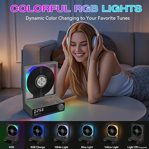 Miniatura 5 de HOTT - Reproductor de CD portátil, reproductores de CD retro Bluetooth 5.3 para el hogar, reproductor de música con altavoz de alta fidelidad, 4000