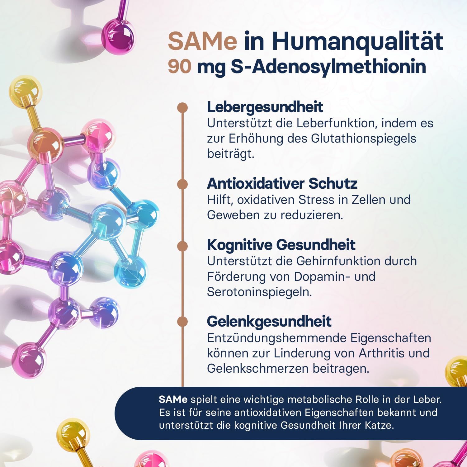 Lebergesundheits-Supplement für Katzen – Mariendistel Supplement für die Leber-Detox – Katzen-Supplemente mit S-Adenosylmethionin (Same) und Silybin – 30 Tabletten