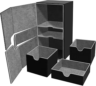 Card Deck Case for Trading Cards, Deck Storage Box for 200 Single Sleeved Cards Large Twin Flip Deck Case with 1 Storage Dice & 2 Trays Fits EDH/YuGiOh/MTG/TCG/CCG Black