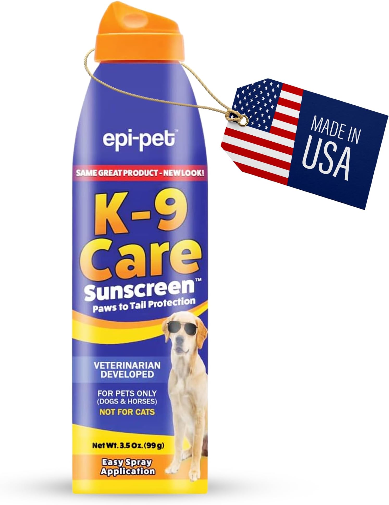 Epi-Pet K-9 Care Sunscreen, Paws to Tail Protection, Prevents Sunburns on Dogs and Horses, Sun Protector Spray, SPF 30+, Non-Greasy/Oily Solution – 3.5 oz