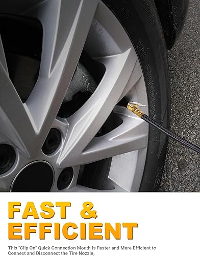 Miniatura 6 de Tubo de extensión de inflado de neumáticos de 12 pulgadas, manguera adaptadora de portabrocas de inflado rápido para inflado rápido, conector de