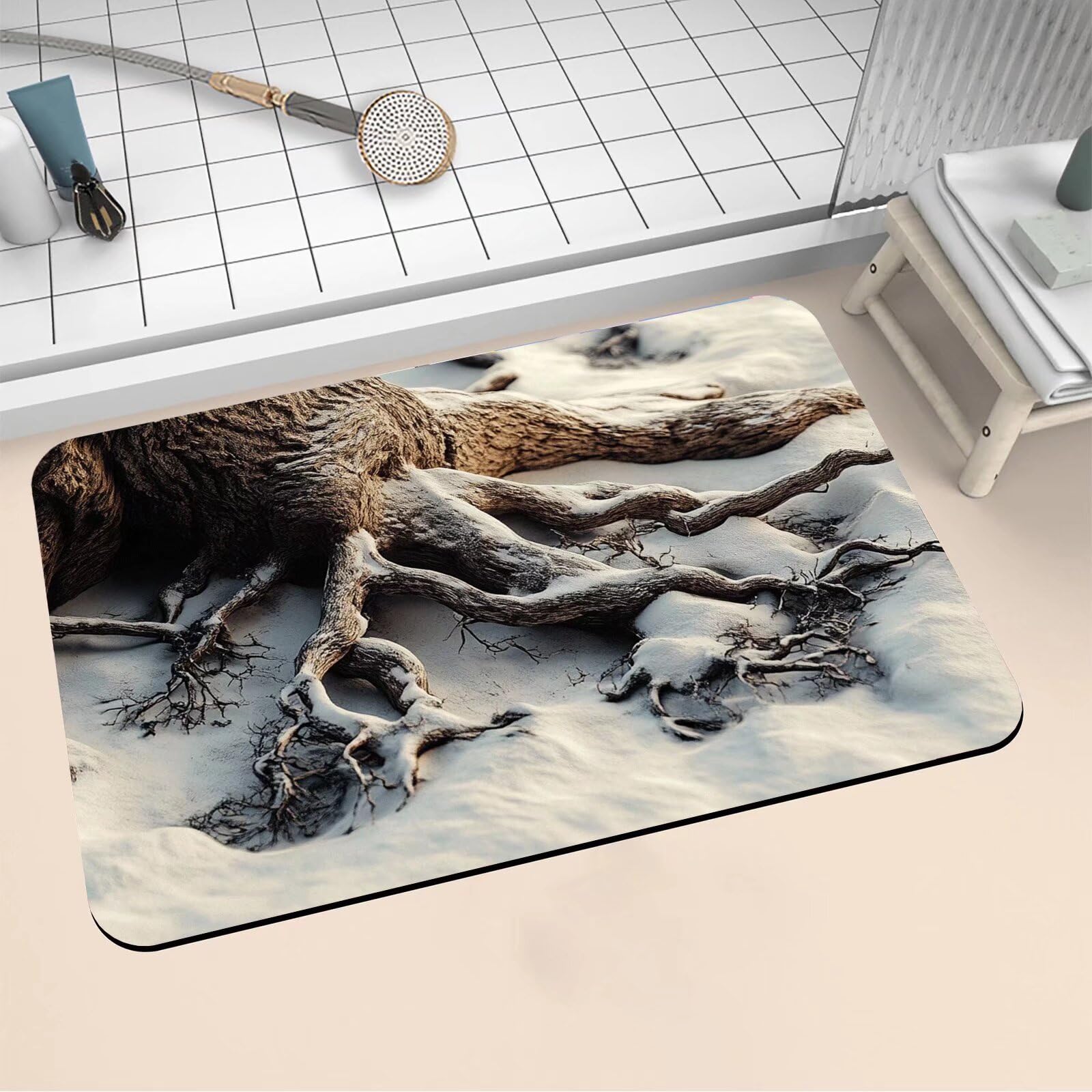 Alfombra de baño de diatomita Snow 40x60cm gris alfombrilla absorbente para ducha y lavandería