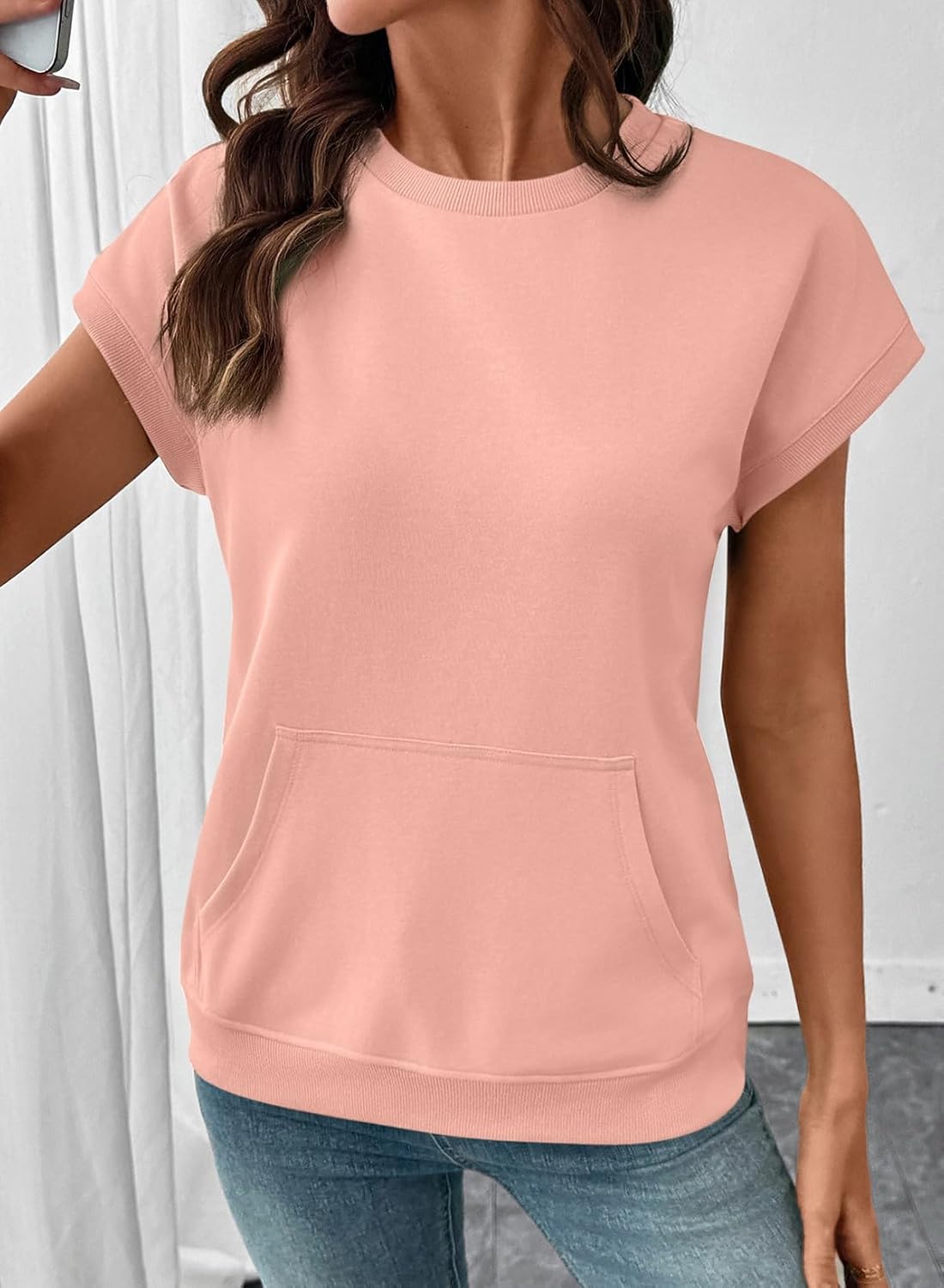 SHEWIN Women Summer Trendy Sweatshirt Casual Dressy Shirts Work Tops image 2