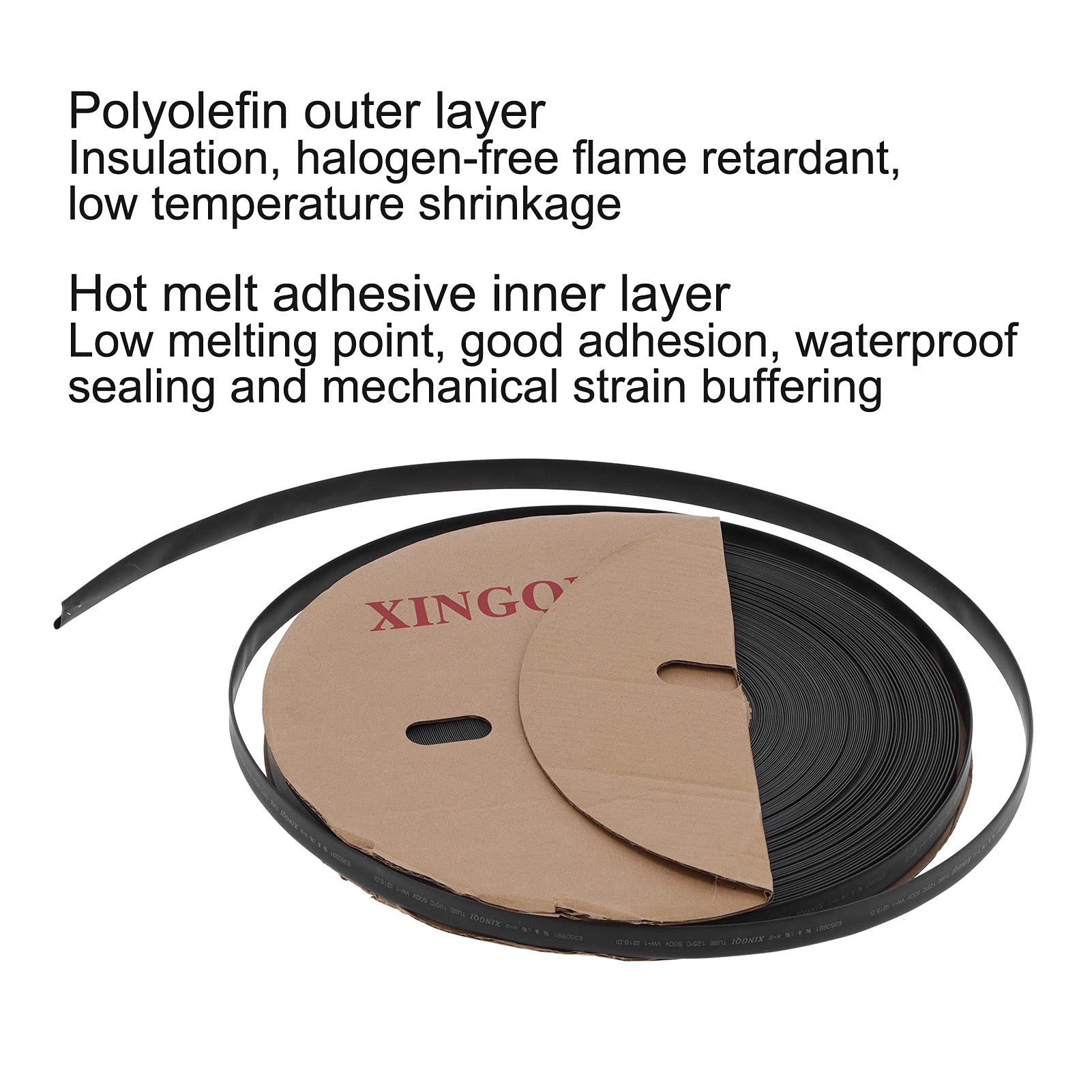 Funda termorretráctil de 15 mm - Tubo de Pared Simple de poliolefina de 100 m para protección de Cables eléctricos Envoltura de Aislamiento Los Cables se Encoge a 7,5 mm