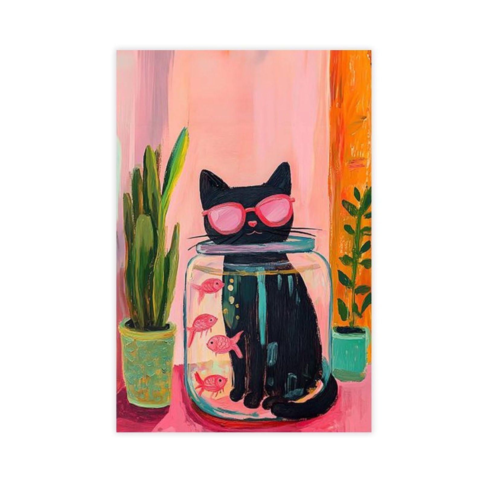 Qienazio Goldfish And Cat, Henri Matisse Print Canvas Modern Poster Wall Art Decor Prints Paintings Living Room Bedroom Decor 12X18inch(30X45cm)