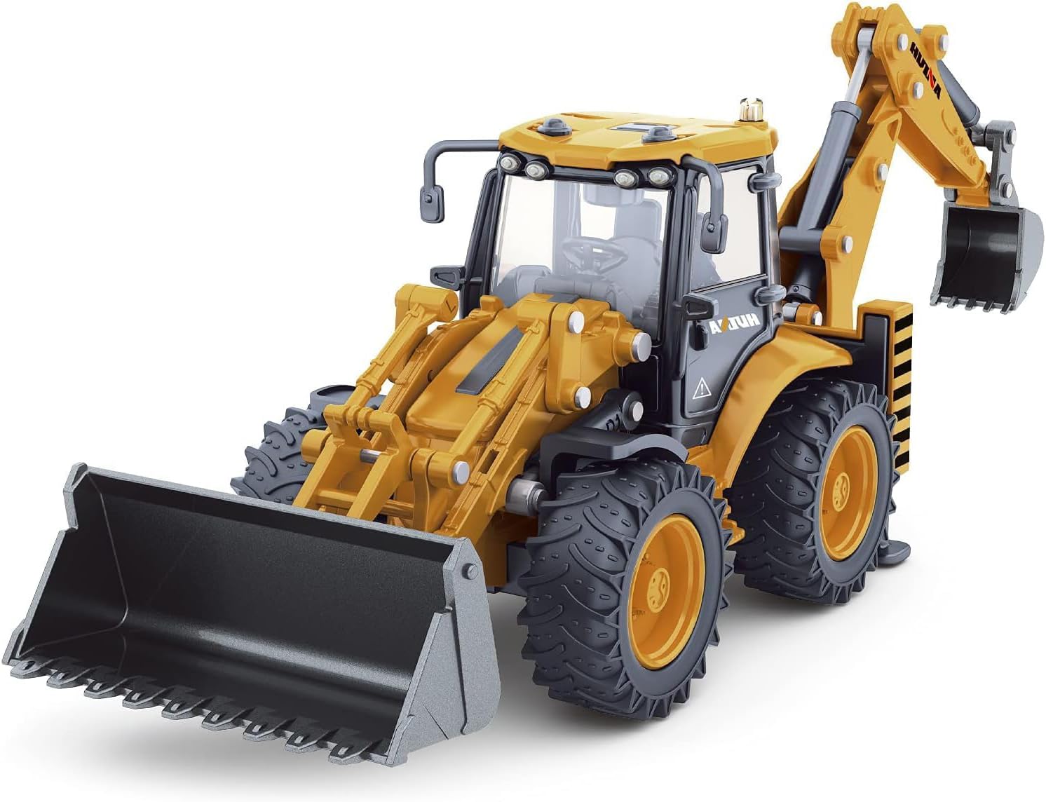 Risopen Excavator Toy, 1/50 Metal Die-cast Backhoe Front Loader Bulldozer, Construction Vehicle Model Decoration Toy Gift for Boys (Excavator - Yellow