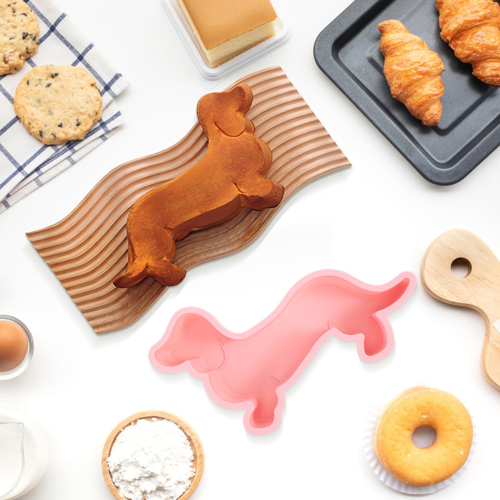 SOLUSTRE Molde de Silicona Material Seguro y Antiadherente 2 Piezas para Hornear Forma de Perro Adecuado para Chocolate y Fondant en Cocina o Fiestas