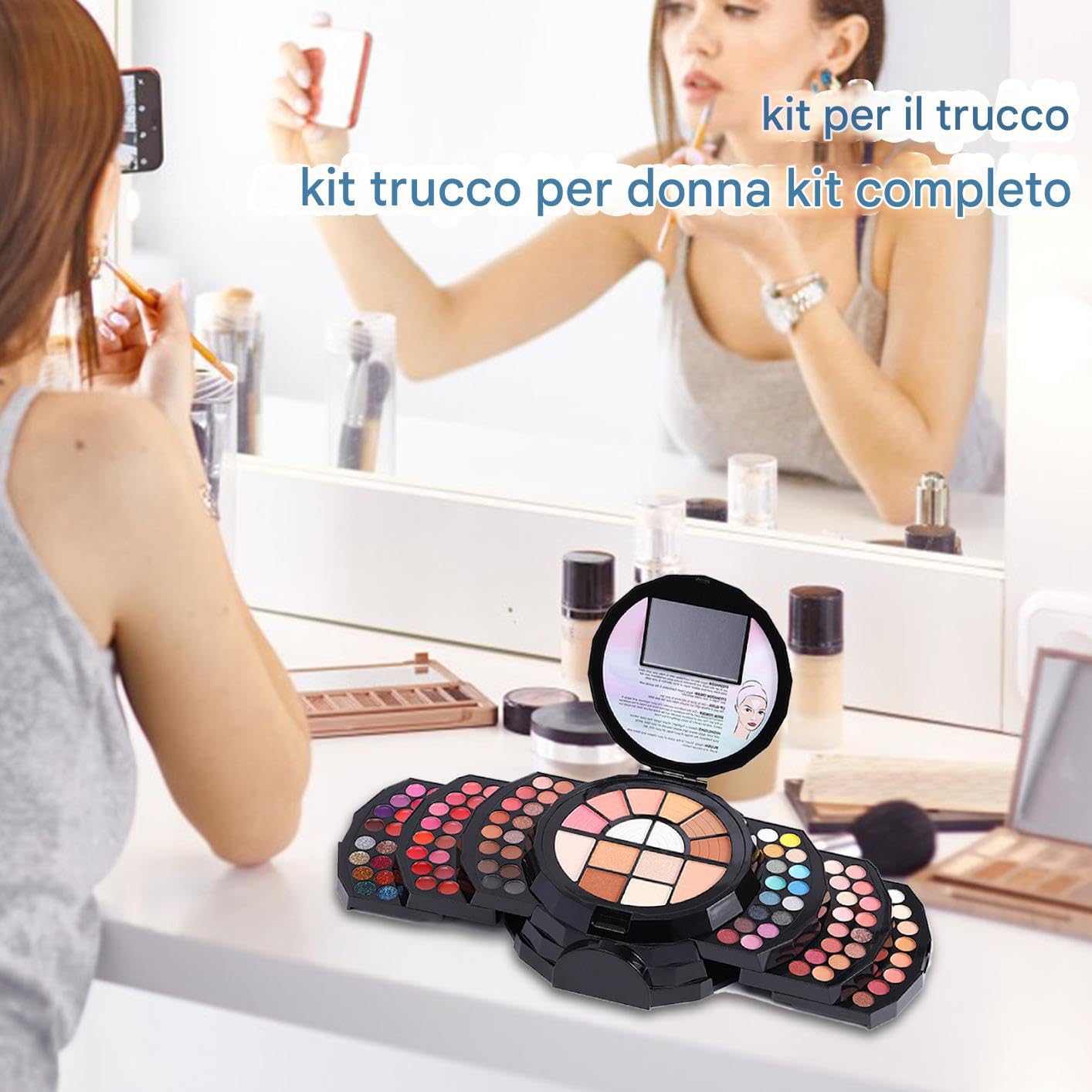 Kit de maquillage pour débutants – Lot de 110 couleurs pour adolescents et adultes | Palette de fards à paupières professionnels, rouge à lèvres, paillettes, eye-liner, correcteur,
