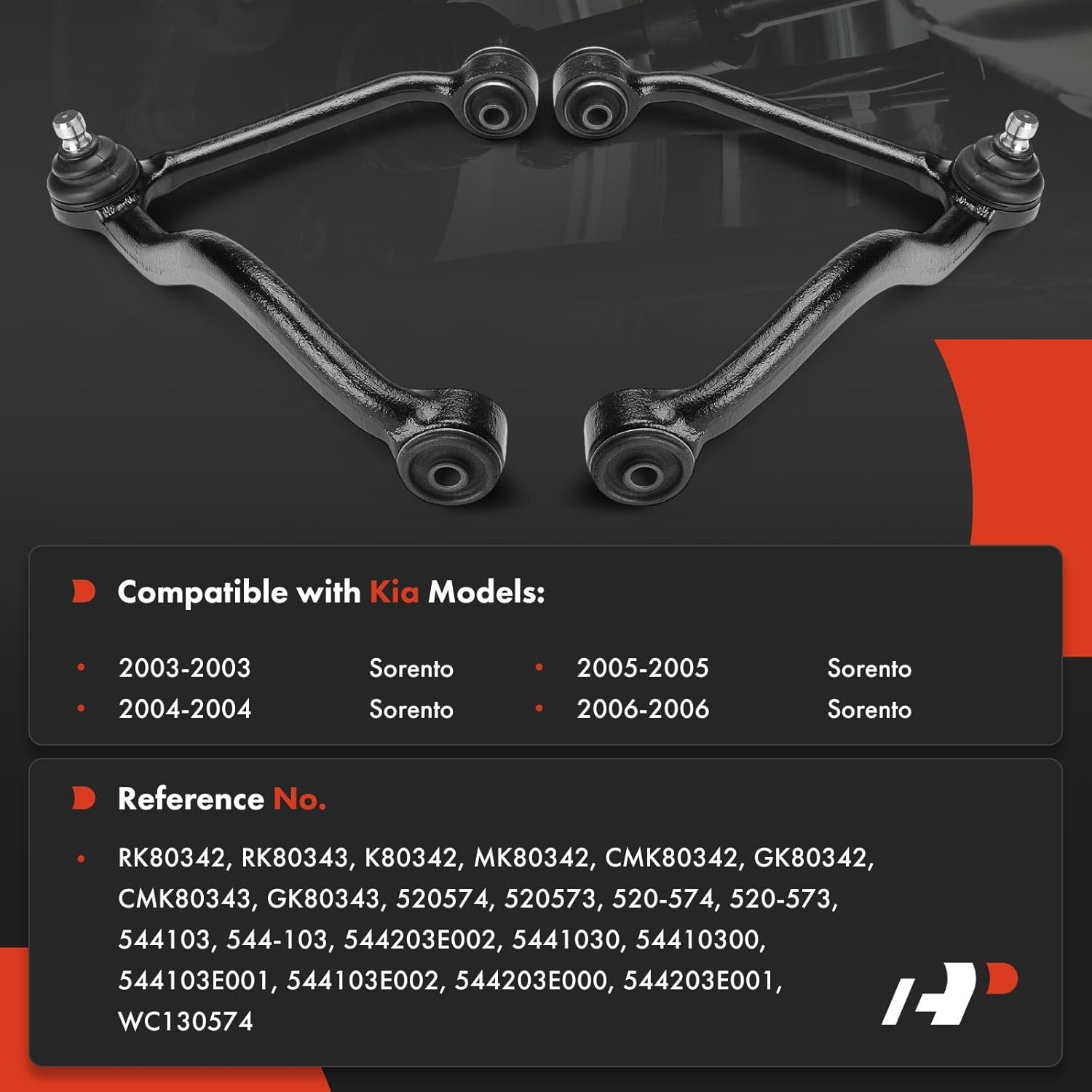 A-Premium 2 x Front Upper Control Arms, with Ball Joint & Bushing, Compatible with Kia Sorento 2003 2004 2005 2006