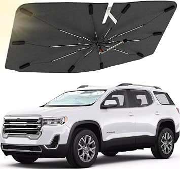 Car Windshield Sun Shade Custom Fit for GMC Acadia 2017-2023, Car Sun Shade with 360Rotation Bendable Handle, Automotive Windshield Sunshades Cover, Protect Your Interior