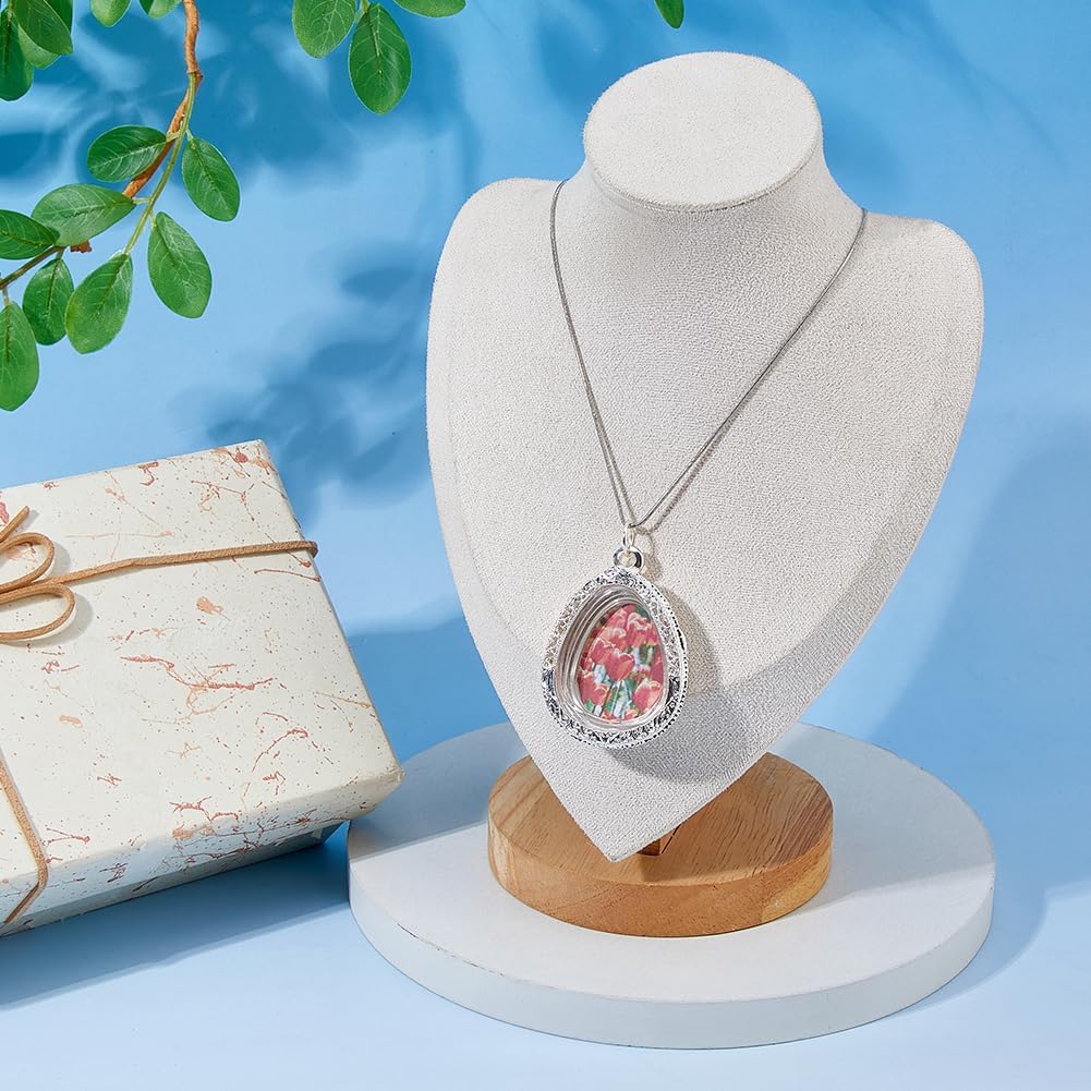 SUPERFINDINGS Silver Locket Pendant Aolly Living Memory Floating Locket Teardrop Clear Acrylic Cabochons Photo Charm with Jump Ring for Wedding Bridal Bouquet Keychain Jewelry Making - Image 4