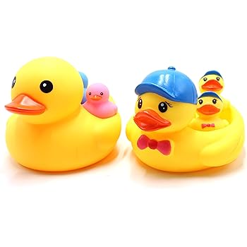 Amazon Com Spadorive Yellow Duck 2 Families Bath Set Colorful Floating And Squeaking Shower Toys Baby Kid Tub Rubber Duck Bath Toys Totally 8 Pack Toys Games