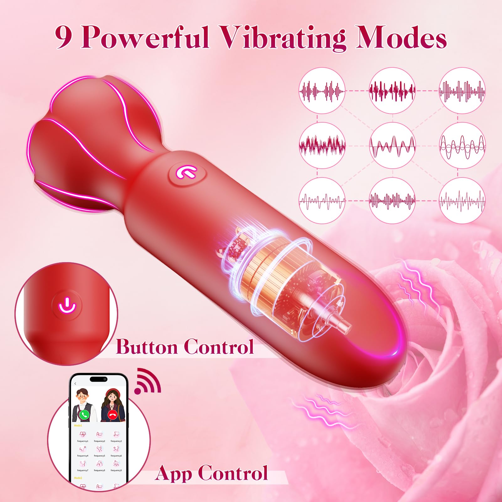 Mini Bullet Vibrator Adult Toys - Vibrators App Controlled Female Sex Toys with 9 Vibration Modes, Lipstick G Spot Dildo Clitoral Vibrator, Long Distance Discreet Vibrator for Women & Couples (): Pink