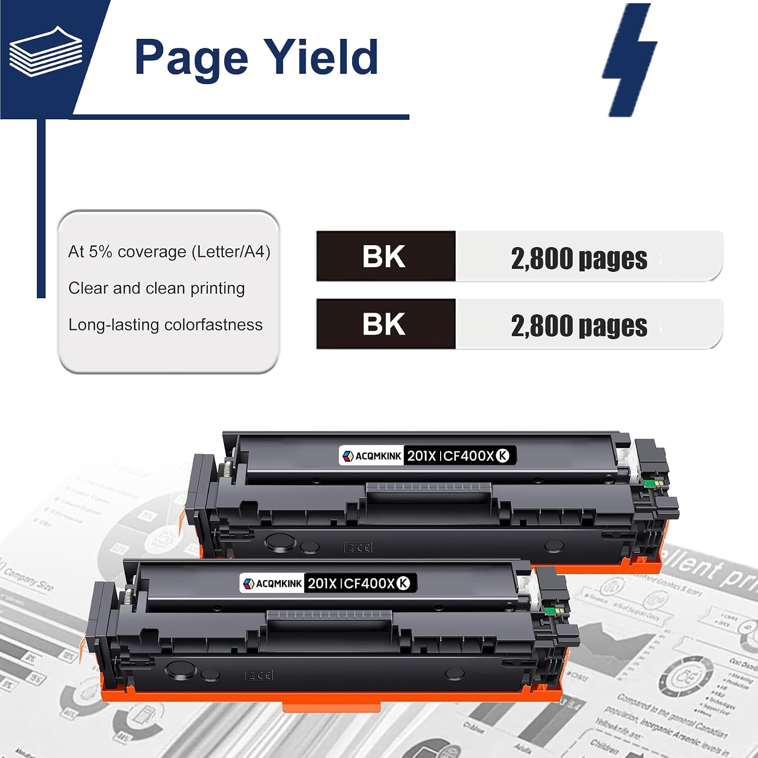 201X CF400X Black Toner Cartridge High Yield 2 Pack Replacement for HP 201X CF400X 201A CF400A Color Pro M252dw MFP M277c6 M277dw Printer Ink Cartridge | CF400XD