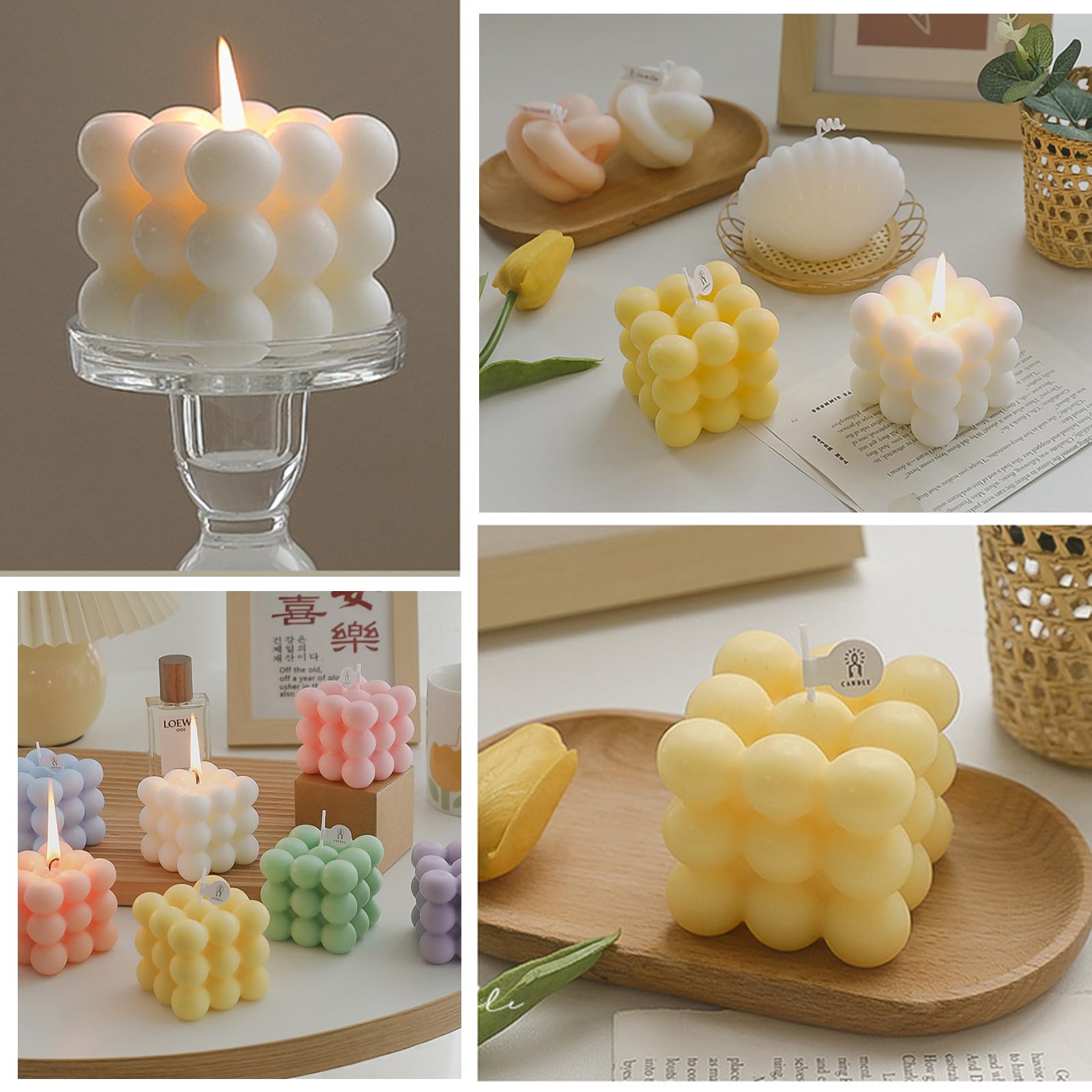 XPBEW Cube Shaped Scented Big Cube Bubble Soy Wax with Elegant Fragrant