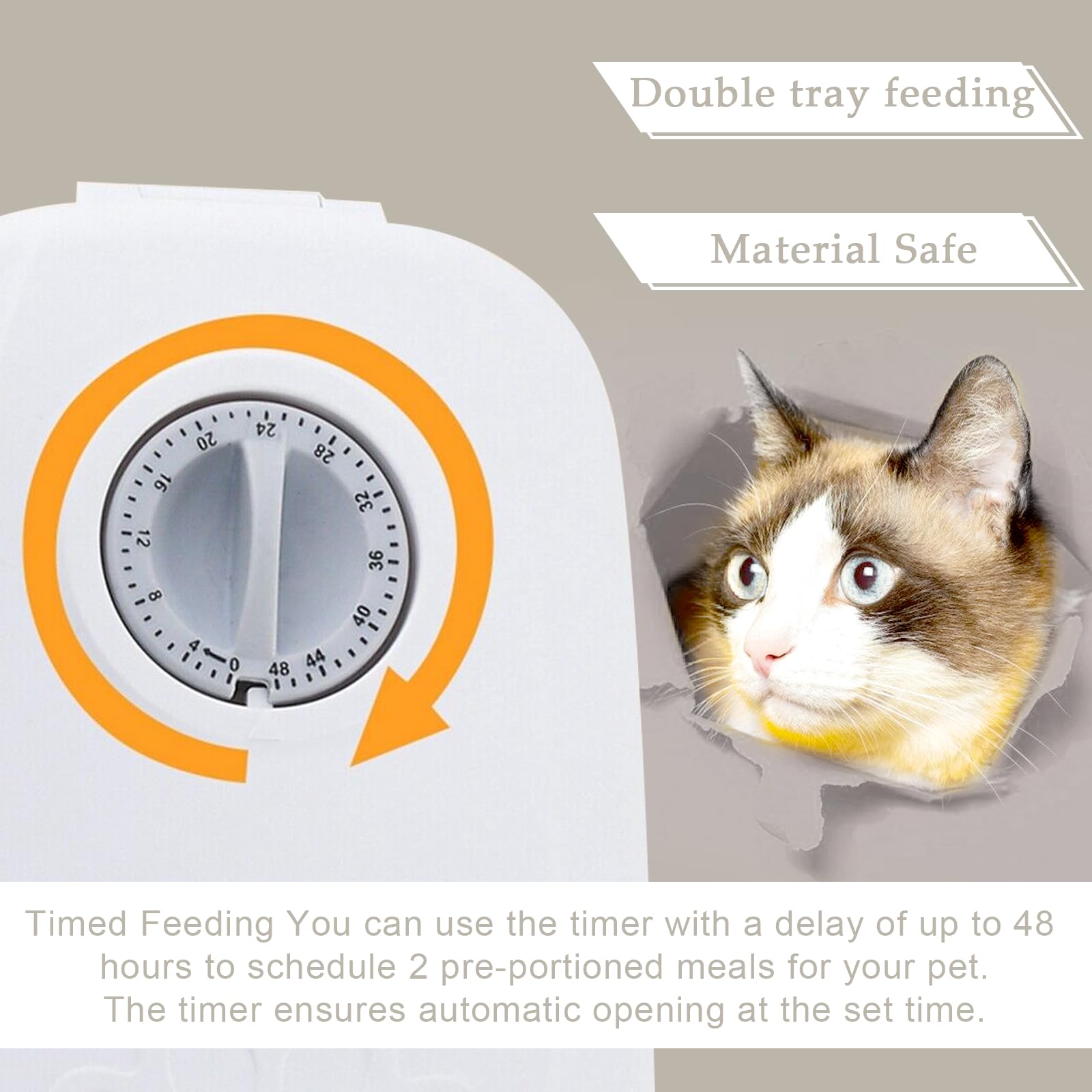 Comedero automático para mascotas, alimentación automática para perros y gatos, comedero automático con temporizador de 48 horas, comedero para gatos y perros (350 ml)