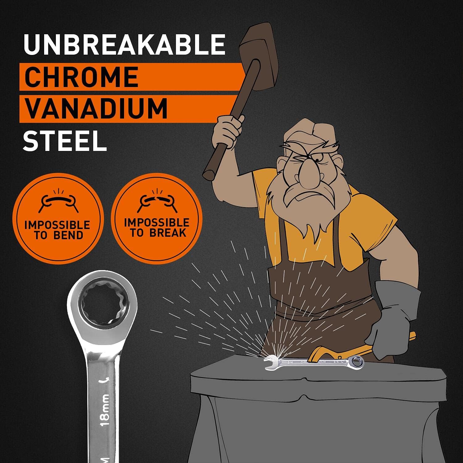 Limited Discount ET043V 22-Piece Ratcheting Wrench Set with Mirror Finish. SAE & Metric 12-Point 72-Tooth Gearing Combination Wrench Set Includes Bonus Wrench Roll Up Pouch