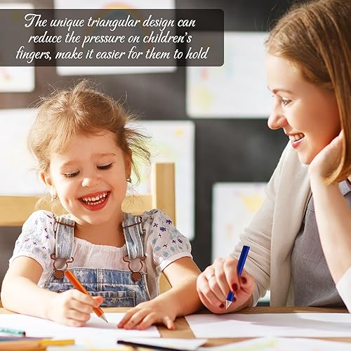 Miniatura 4 de Qilery 30 piezas de suministros de regalo de Navidad, lápices cortos triangulares de grasa a granel de madera triangular jumbo para niños en edad