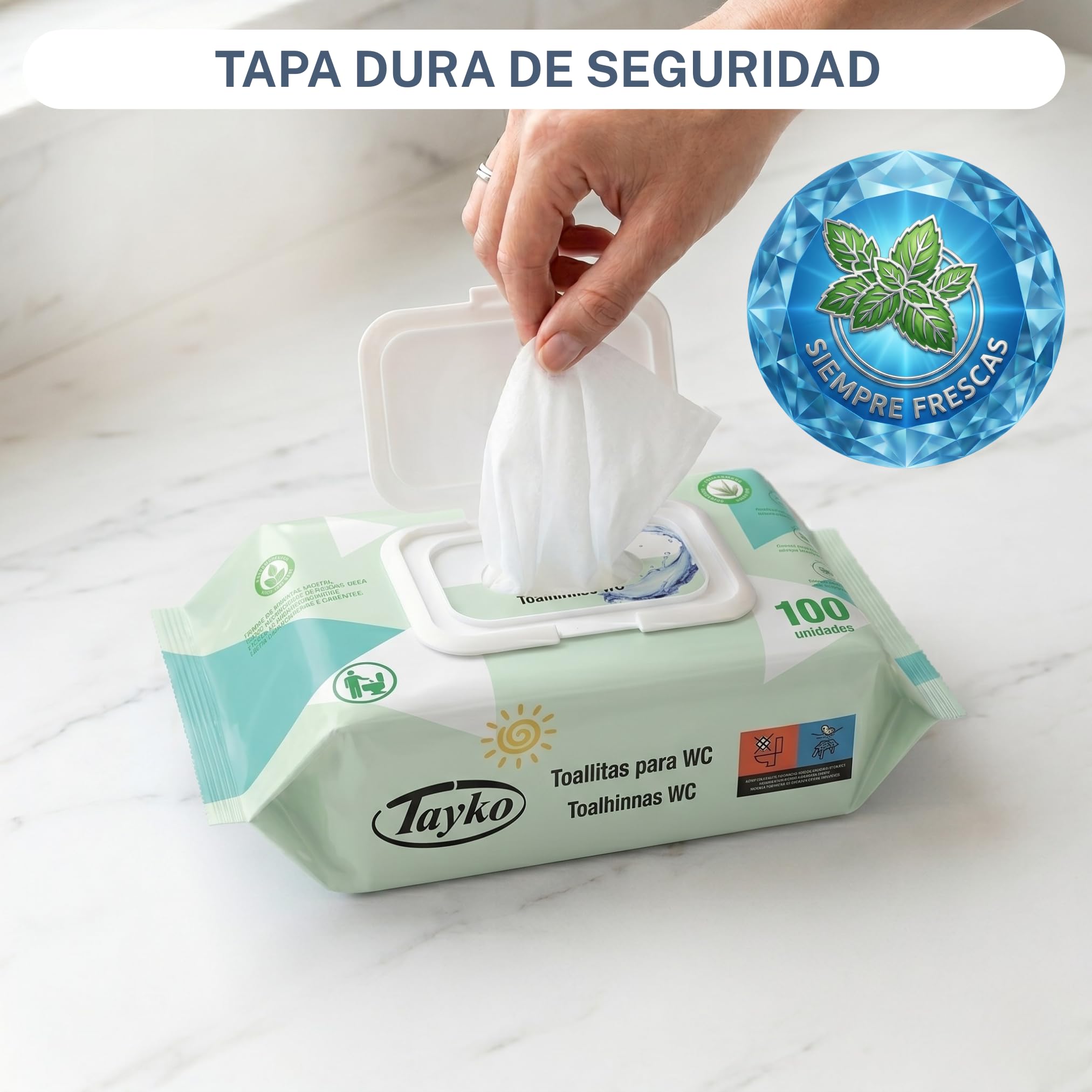 Tayko Toallitas Papel Higiénico Húmedo Aloe Vera, 600 toallitas con Tapa Rígida, Toallitas Húmedas Desechables para WC y Biodegradables, Dermatológicamente testeadas, con extracto camomila