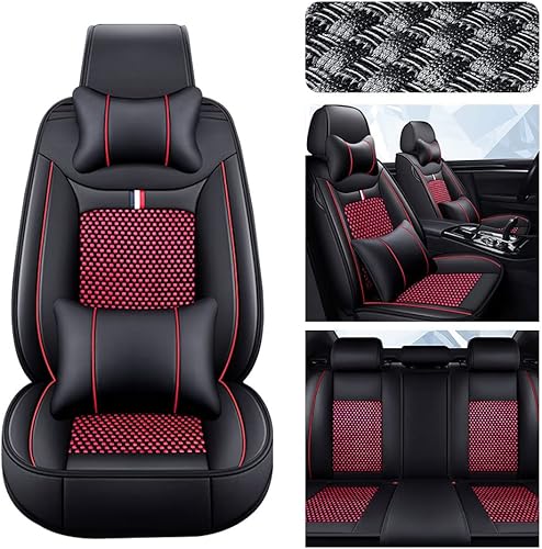 Fundas de asiento automotriz de lujo para Hyundai Santa Cruz 2002-2023, con 2 reposacabezas y 2 almohadas de respaldo (juego completonegro-rojo)