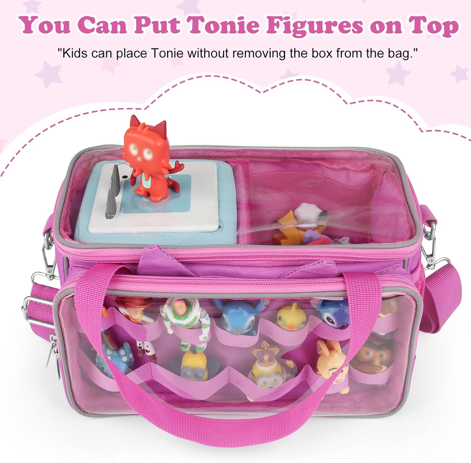 Carrying Case for Tonies, Tonie box, Tonies Figures,Tonie Characters - Transparent Storage Bag Case with Charger Access, Music Holes, Portable for Travel Organizer - Image 5