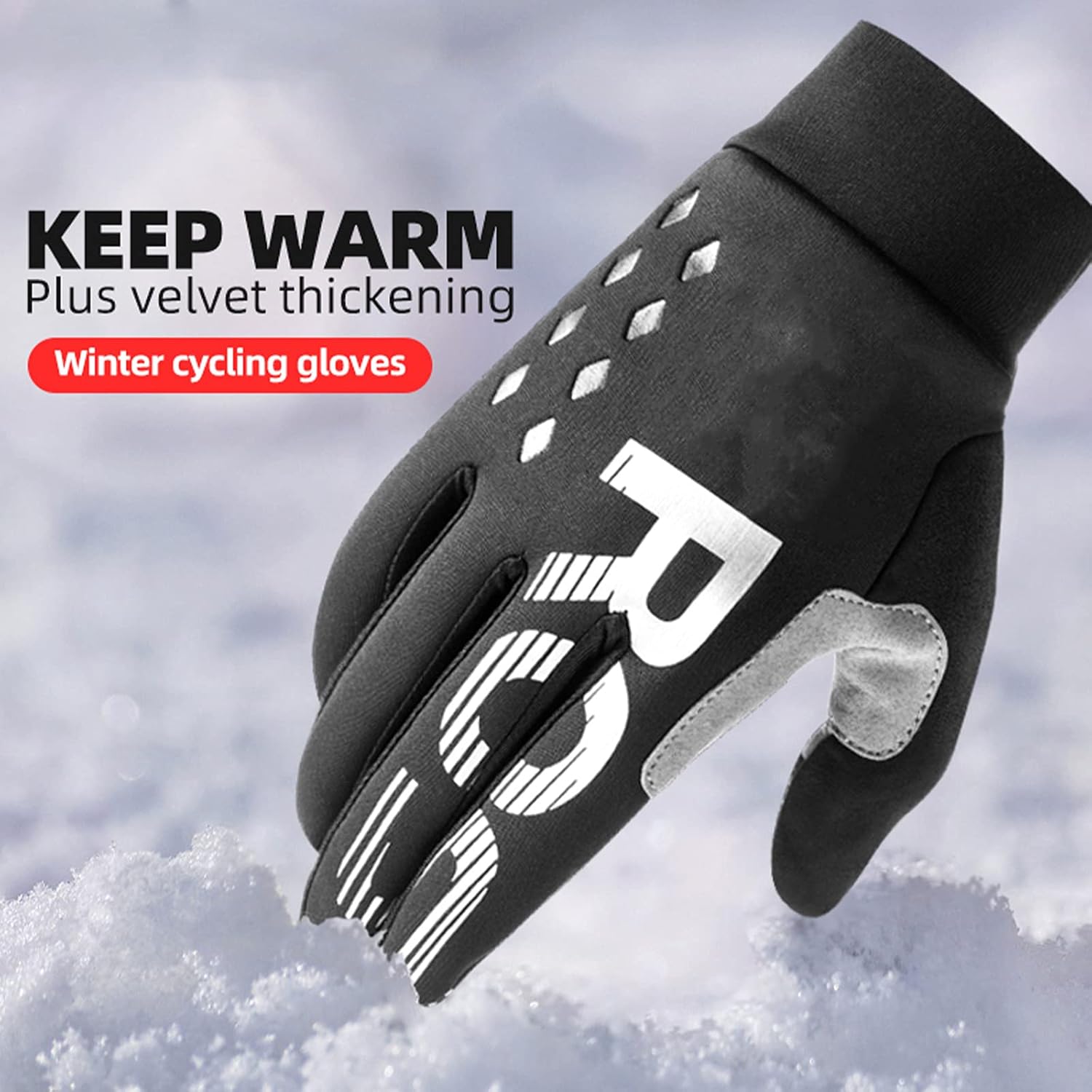 HB1 Men Ski Gloves Winter Gloves Windproof Thermal Warm Fleece Touch Screen Gloves Motorcycle Skiing Bike Gloves Wear-Resistant Snowboard Gloves