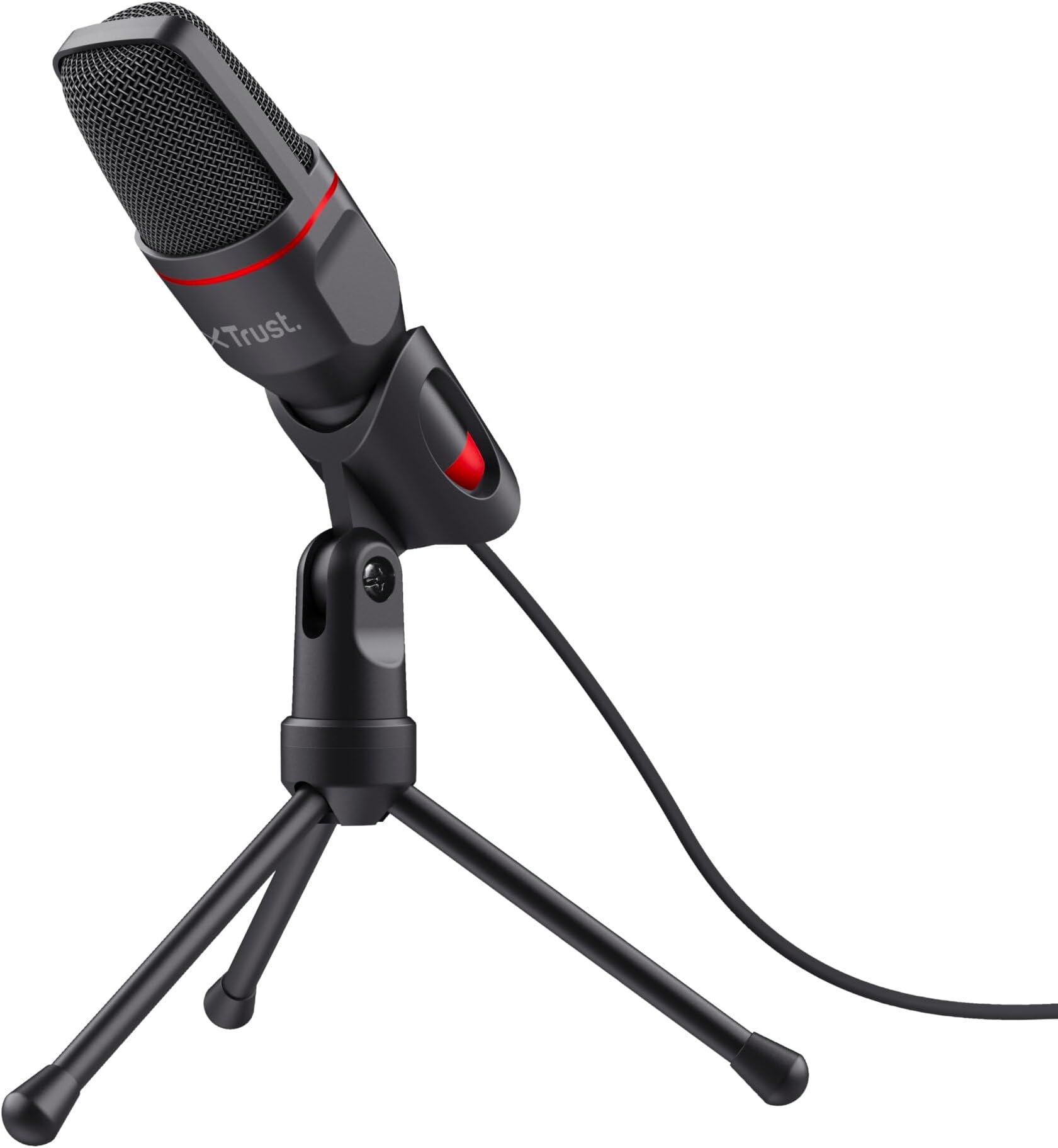Trust Gaming GXT 212 Mico USB Microphone on Tripod for PC, PS4, PS5 and Laptop, Mic with 3.5 mm and USB Connection, 1.80 m Cable, for Streaming, Twitch and Youtube - Black