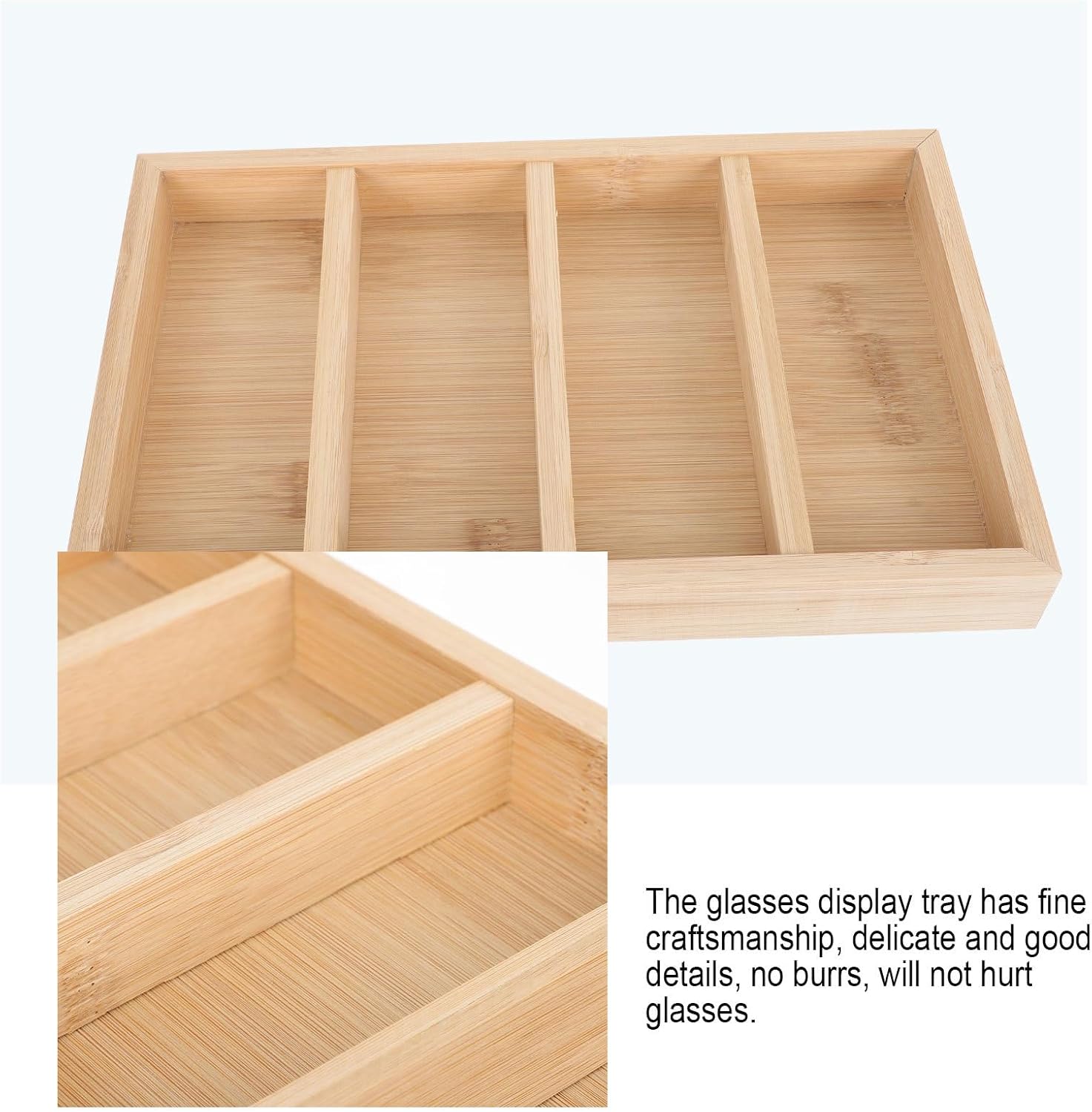 VICASKY Creative Eyeglasses Tray Multi-Compartment Glasses Storage Rack Wooden Sunglasses Organizer Display for Home and Office, 4pcs Set