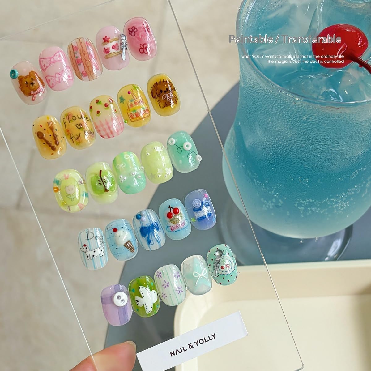 NAIL&YOLLY 18-Color Dopamine Patting Gel Set,UV/LED Gradient Blooming Nail Kit with Tools (Milky Glass Palette)