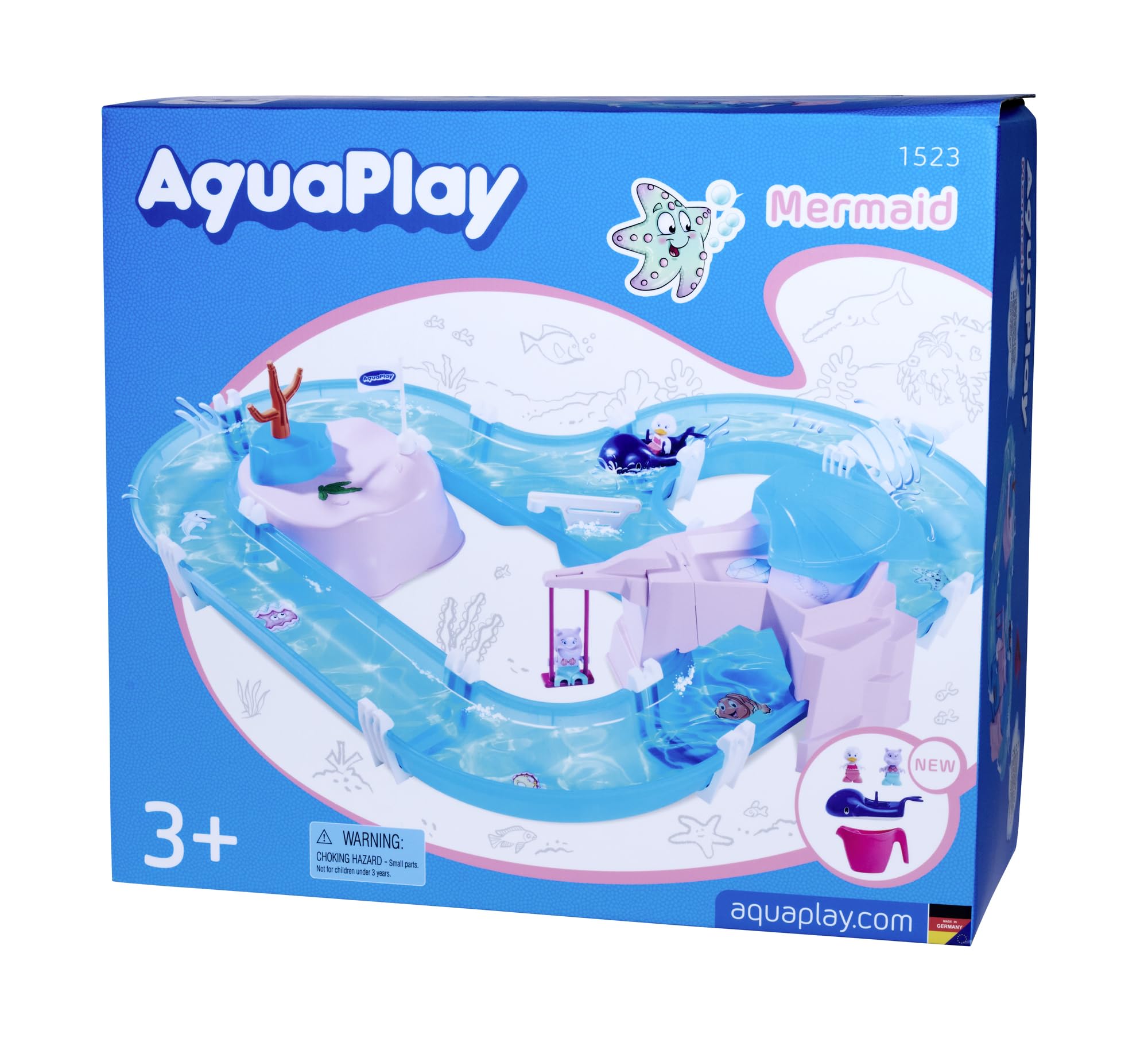 AquaPlay Meerjungfrau Wasserbahn - Outdoor-Wasserspiel mit Bahn, Boot und 2 Spiel-Figuren in Meerjungfrauen-Optik, Wasserspielzeug für Kinder ab 3 Jahre, 108 x 90 x 18 cm
