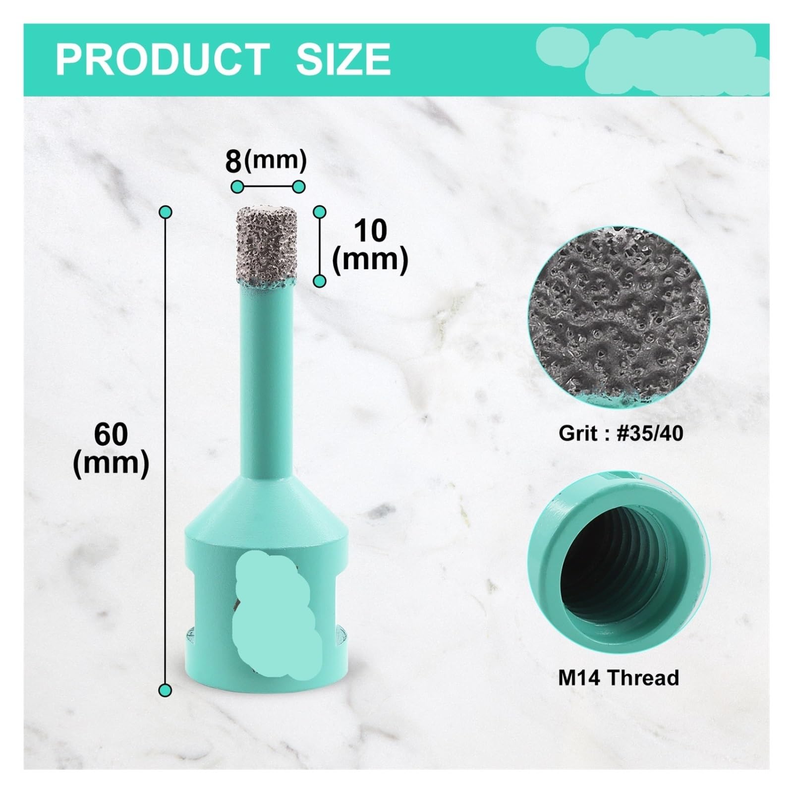 5 Punte Diamantate Da 6/8 Mm Con Filettatura M14 For Trapano For Piastrelle In Porcellana, Ceramica, Granito, Marmo, A Tazza(5pcs 8mm)