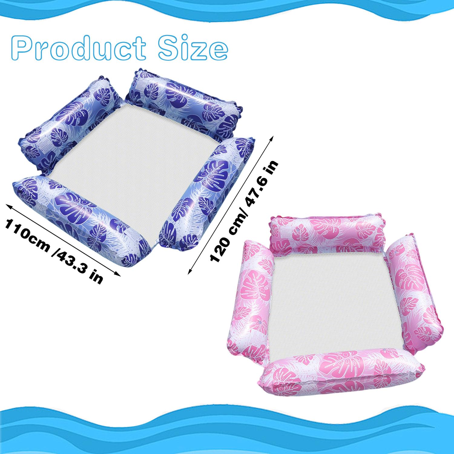 Materassino Gonfiabile Mare Adulto, Amaca Gonfiabile Galleggiante, Galleggiante Piscina Blu con Poggiatesta, Galleggiante Amaca Poltrona, Letto Galleggiante, Poltrona Gonfiabile Piscina